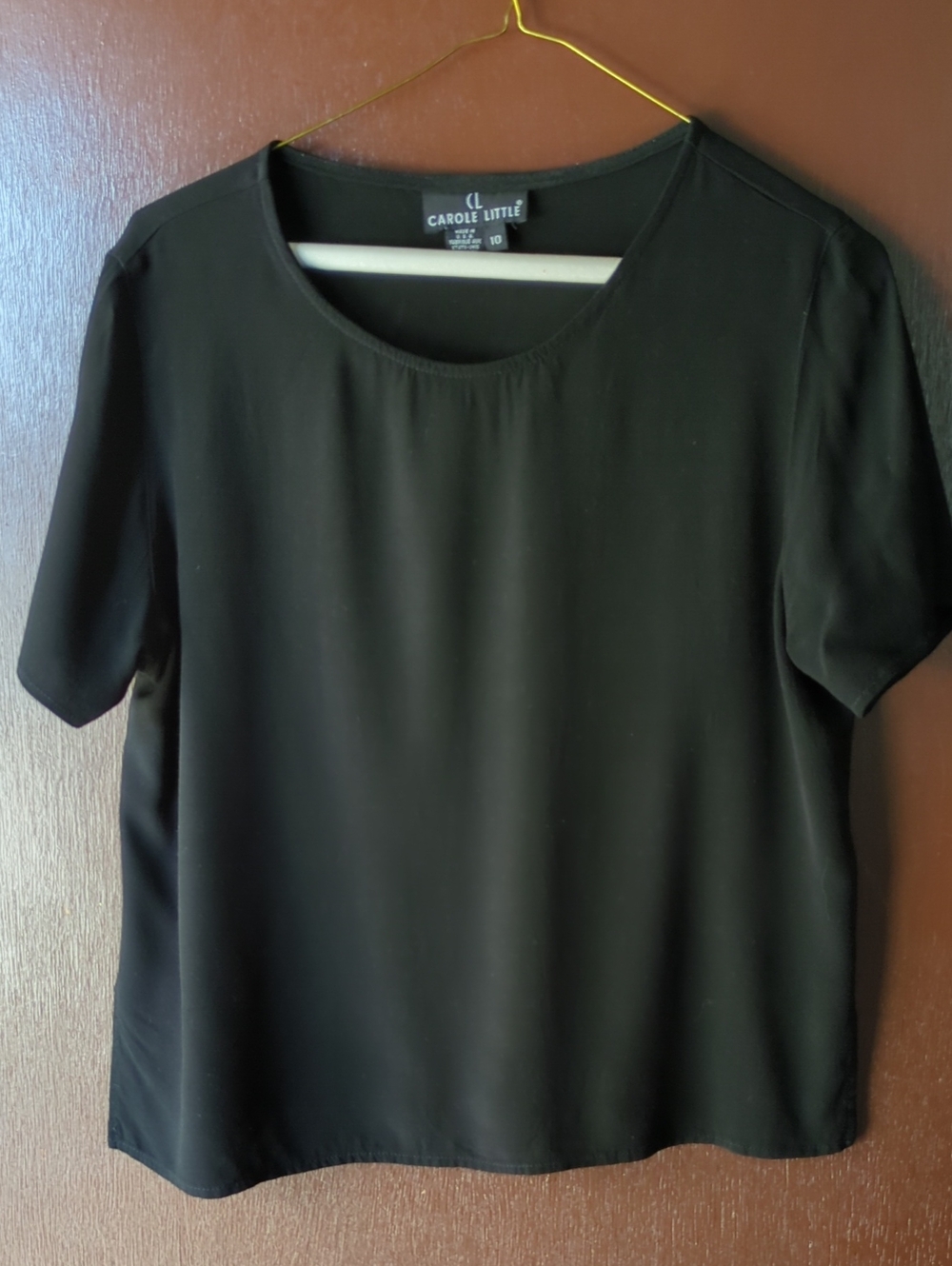 Carole Little Black Short-Sleeve Crew Neck Top